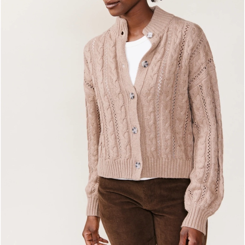 ABLE Ruth Cable Knit Cropped Cardigan Size X Small - Picture 3 of 9